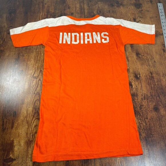 VINTAGE 70s Wilson Indians ? Baseball Jersey Size Medium Orange‎ White 60s 70s ? - Picture 2 of 7